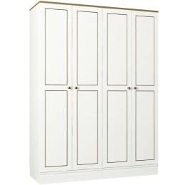 Ντουλάπα Τετράφυλλη Ravenna 804TRH3904 140x47,2x194cm White-Gold Τετράφυλλη