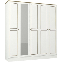 Ντουλάπα Πεντάφυλλη Ravenna 804TRH3905 175x47,2x194cm White-Gold Πεντάφυλλη