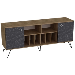 Μπουφές Lorenz 875ZNA3507 180x44,8x78,6cm Marble Effect Black-Walnut Μοριοσανίδα, Μελαμίνη