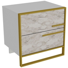 Κομοδίνο Polka 875ZNA3408 50x38,5x51,8cm Marble Effect White-Gold