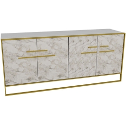 Μπουφές Polka 875ZNA3512 179,9x47,3x75cm Marble Effect White Μοριοσανίδα, Μελαμίνη