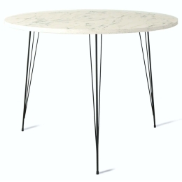 Τραπέζι Sandalf 801CMY2932 90x90x75cm Marble Effect White Μοριοσανίδα, Μέταλλο