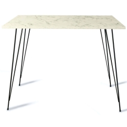 Τραπέζι Sandalf 801CMY2939 90x90x75cm Marble Effect White Μοριοσανίδα, Μέταλλο
