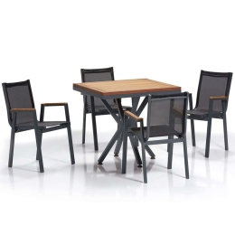 Τραπεζαρία Κήπου Samara (Σετ 5Τμχ) 561CLR1306 94x94x78cm Walnut-Black 4 Θέσεων