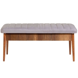 Σκαμπό Με Αποθηκευτικό Χώρο Vina Bench 869VEL5143 110x40x46cm Light Grey-Walnut