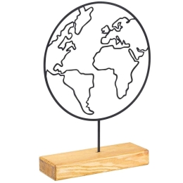 Διακοσμητικό Επιτραπέζιο World 565TNL1101 28x4x40cm Natural-Black Aberto Design Μέταλλο,Ξύλο