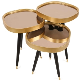 Ζιγκόν (Σετ 3Τμχ) 572KTE1101 42x40,5x47/52,5/58,5cm Gold-Black