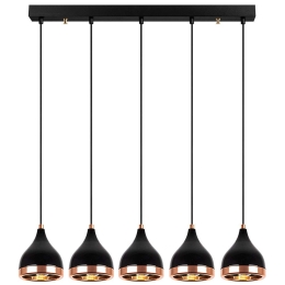 Φωτιστικό Οροφής - Ράγα Yildo 892OPV1857 85x15x135cm 5xE27 40W Black-Copper Opviq