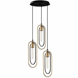 Φωτιστικό Οροφής Cerco 584TTM1191 38x38x132cm 3xE27 40W Black-Gold Opviq