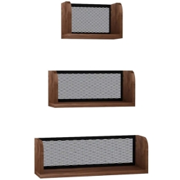Ράφια Τοίχου Buzim (Σετ 3Τμχ) 835PUQ1662 30/45/60x10x17cm Walnut-Black