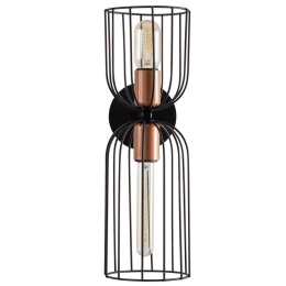 Φωτιστικό Τοίχου - Απλίκα Nezgep 584TTM1938 14x22x45cm 2xE27 40W Black-Copper Opviq