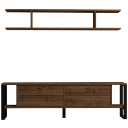 Σύνθεση Τηλεόρασης Melis 835PUQ3042 160x30x45cm Walnut-Black