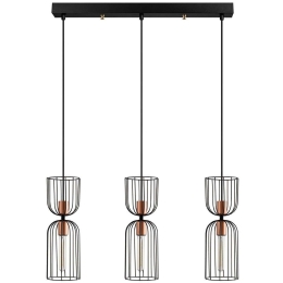 Φωτιστικό Οροφής - Ράγα Nezgep 584TTM1319 64x14x140cm 3xE27 40W Black-Copper Opviq