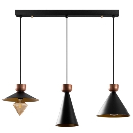 Φωτιστικό Οροφής - Ράγα Dodo 584TTM1335 100x30x141cm 3xE27 40W Black-Copper Opviq