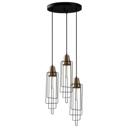 Φωτιστικό Οροφής Wire 584TTM1350 36x36x130cm 3xE27 40W Black-Gold Opviq