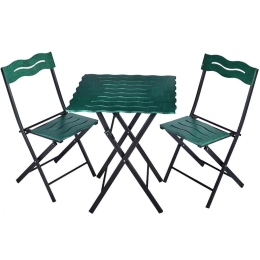 Τραπεζαρία Κήπου Bistro (Σετ 3Τμχ) 379VLV1506 60x60x73cm Green-Black 2 Θέσεων