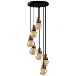 Φωτιστικό Οροφής Fes 584TTM1492 50x50x104cm 7xE27 40W Gold-Black Opviq