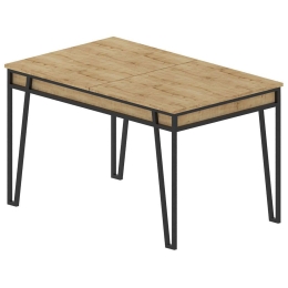 Τραπέζι Επεκτεινόμενο Pal 855DTE4604 132/170x80x76cm Oak-Black Μοριοσανίδα, Μέταλλο