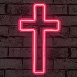 Διακοσμητικό Φωτιστικό Τοίχου Cross Sign 395NGR1606 25x2x43cm Led 20,1W Pink Wallity