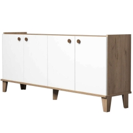 Μπουφές Sumer 566BMS2602 180x41x77,8cm Oak-White Μοριοσανίδα, Μελαμίνη