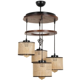Φωτιστικό Οροφής David 534LUN3395 Φ35x80cm 4xE27 40W Brown-Natural Opviq