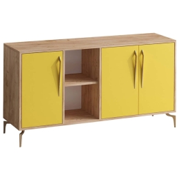 Μπουφές Suder 811MDD4115 140x40x86cm Yellow-Oak Μοριοσανίδα, Μέταλλο