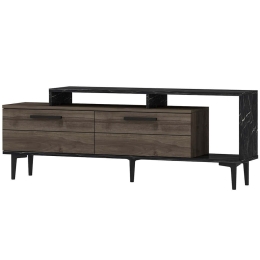 Έπιπλο Tηλεόρασης Niva 475OLV1402 150x31,4x54cm Marble Effect Black-Walnut
