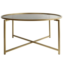 Τραπέζι Σαλονιού Sun 552NOS2221 83x83x40cm Gold-Fume
