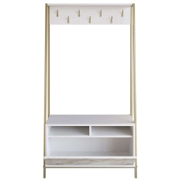 Έπιπλο Εισόδου Devin 788DEC4016 94x35,3x180cm Marble Effect White-Gold Μοριοσανίδα, Μέταλλο