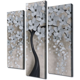 Πίνακας Καμβάς (Σετ 3Τμχ) 489GWN1313 20x40/20x45cm Multi Wallity Κάθετοι Ξύλο, Καμβάς