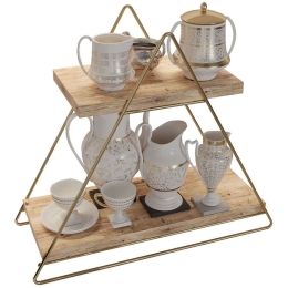Βάση Οργάνωσης Κουζίνας 498HFT1105 38x16x42cm Gold-Brown Μέταλλο,Ξύλο
