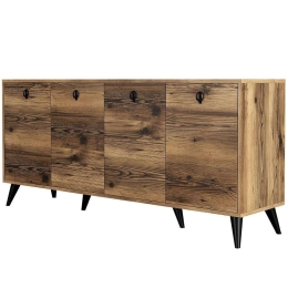 Μπουφές Elite 389MZA1132 180x45x80cm Walnut-Black Μοριοσανίδα, Μελαμίνη
