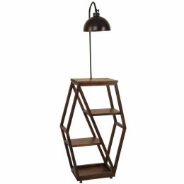 Φωτιστικό Δαπέδου Με Ραφάκια Asos 534LUN4106 38x25x165cm E27 40W Black-Brown Opviq