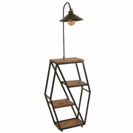 Φωτιστικό Δαπέδου Με Ραφάκια Sembol 534LUN4128 38x25x165cm 1xE27 40W Walnut-Black Opviq