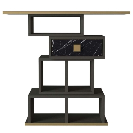 Κονσόλα Bertha 804TRH3529 90x29,6x80,2cm Multi-Anthracite Μοριοσανίδα, Μελαμίνη