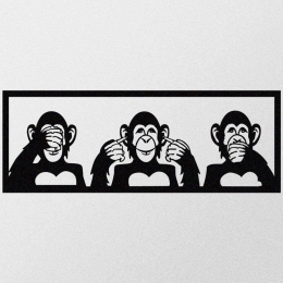 Διακοσμητικό Τοίχου Three Monkeys 279ENZ1136 100x36cm Black Wallity Metal