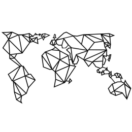 Διακοσμητικό Τοίχου World Map 279ENZ1137 138x80cm Black Wallity Μέταλλο
