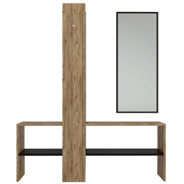 Έπιπλο Εισόδου Aynali Portmanto 285LCV1171 100x28x160cm Pine-Black Μοριοσανίδα, Μελαμίνη