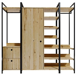 Ντουλάπα Μονόφυλλη Okan 285LCV1181 200x40x180cm Oak-Black Μονόφυλλη