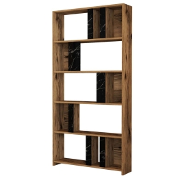 Βιβλιοθήκη Lima 845HCT3641 90x20x180cm Marble Effect Black-Walnut