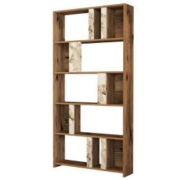 Βιβλιοθήκη Lima 845HCT3644 90x20x180cm Marble Effect White-Walnut