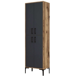 Παπουτσοθήκη Berlin 845HCT4101 60x35x200cm Walnut-Anthracite Μελαμίνη,Μέταλλο