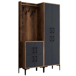 Έπιπλο Εισόδου Berlin 845HCT4201 120x35x200cm Walnut-Anthracite Μοριοσανίδα, Μέταλλο