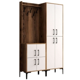 Έπιπλο Εισόδου Berlin 845HCT4202 120x35x200cm Walnut-White Μοριοσανίδα, Μέταλλο