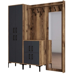 Έπιπλο Εισόδου Berlin 845HCT4213 180x35x200cm Walnut-Anthracite Μοριοσανίδα, Μέταλλο