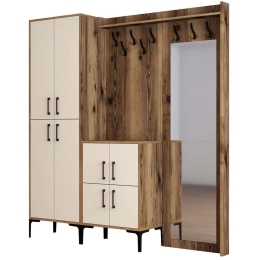 Έπιπλο Εισόδου Berlin 845HCT4217 180x35x200cm Walnut-Cream Μοριοσανίδα, Μέταλλο