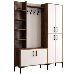 Έπιπλο Εισόδου Viyana 845HCT4224 150x35x200cm Walnut-White Μοριοσανίδα, Μέταλλο
