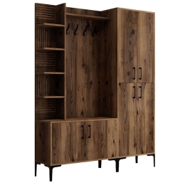Έπιπλο Εισόδου Viyana 845HCT4225 150x35x200cm Walnut Μοριοσανίδα, Μέταλλο