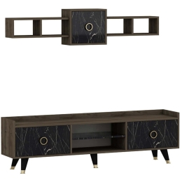 Σύνθεση Τηλεόρασης Rosa 382NRC1117 180x35x52cm Marble Effect Black