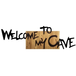 Διακοσμητικό Τοίχου Welcome To My Cave 899SKL2177 128x3x39cm Walnut-Black Wallity Μέταλλο,Ξύλο